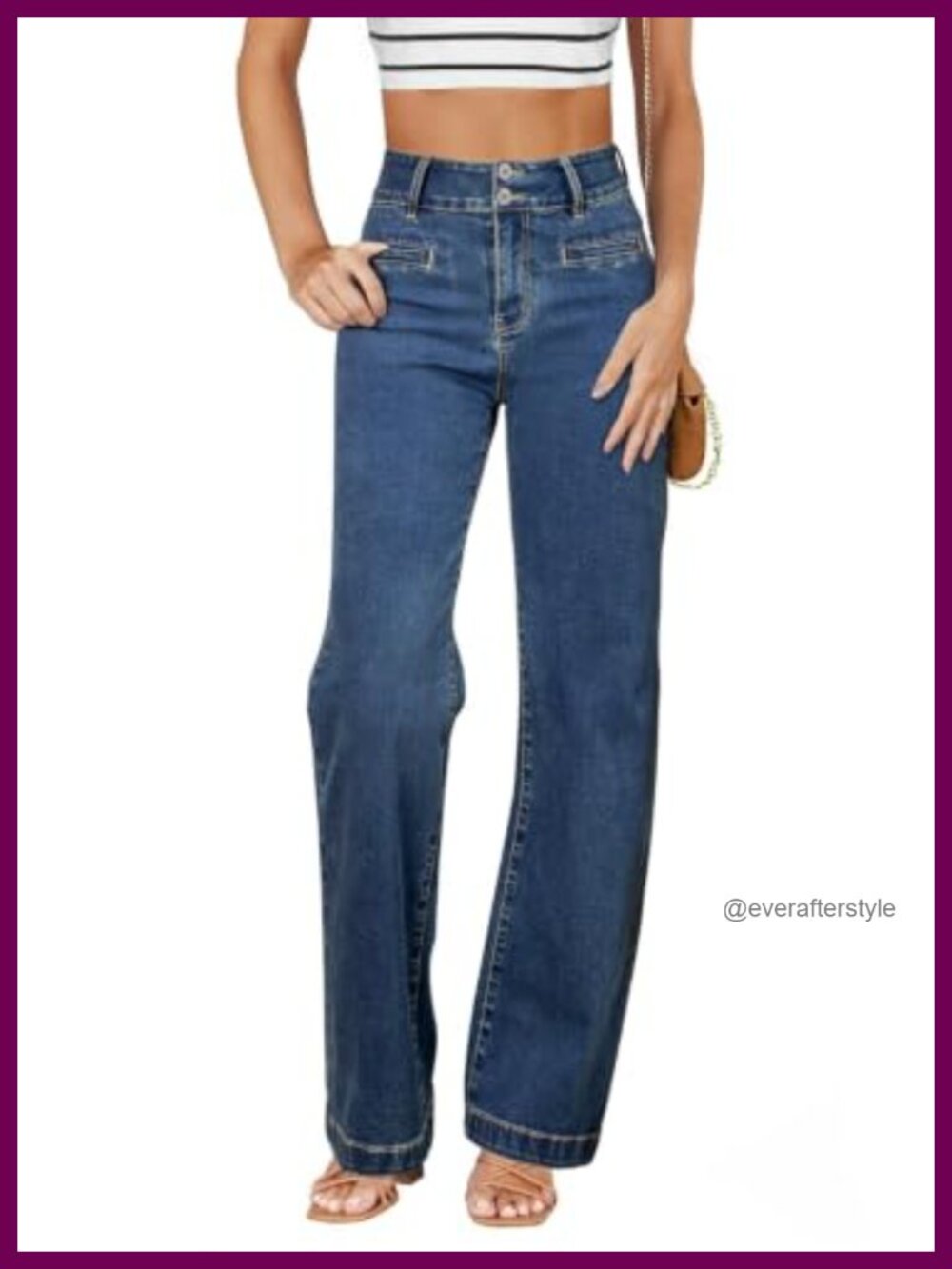 High Waisted Straight Leg Jeans for Women Stretchy Denim Pants